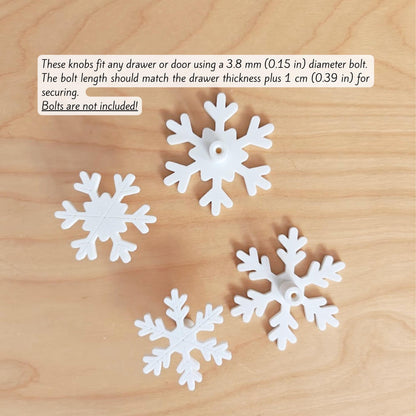 Snowflake Knobs for Door or Drawer, Winter Drawer Pulls, Cabinet Handles, 3d print