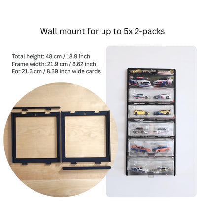 Hot Wheels 2-Pack Display Stand and Wall Mount, Fits New and Old 2-Packs, 21.3 cm (8.39 inch) Cards, Modular & Expandable