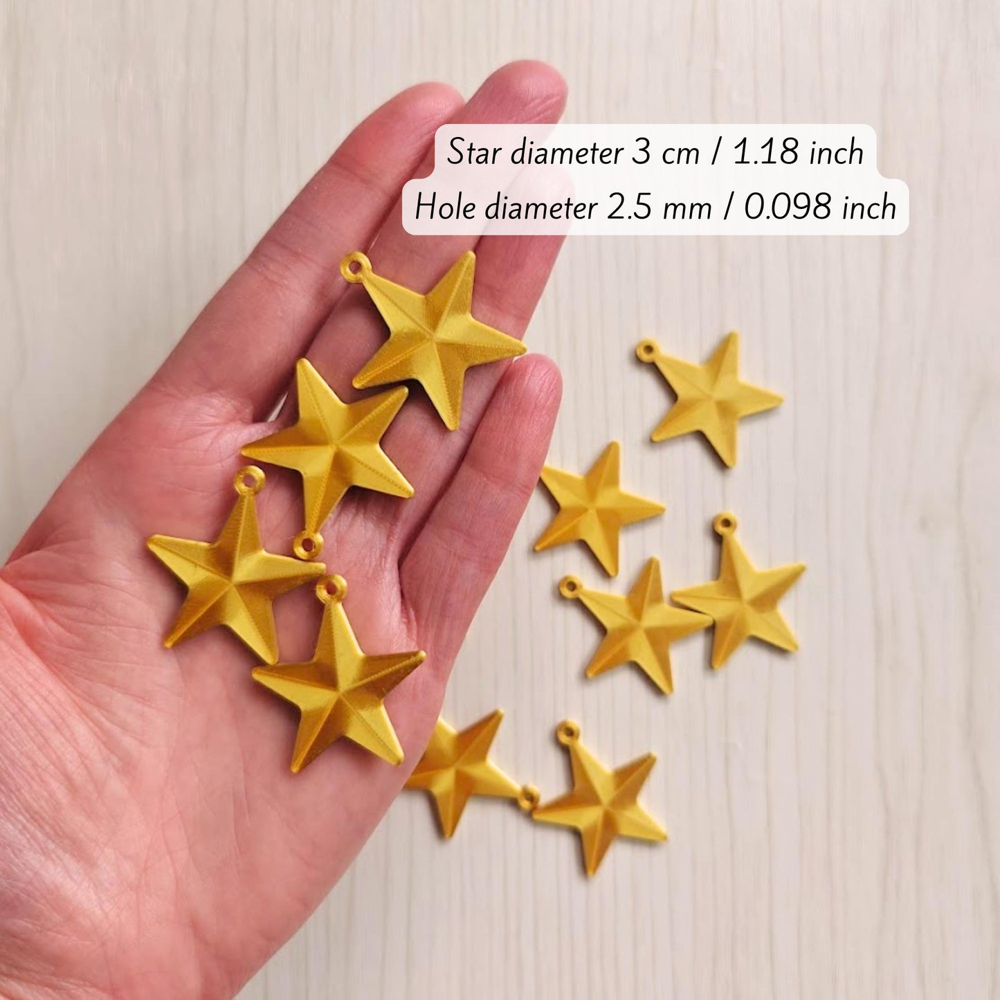 Mini Star Ornaments, Gold Star Charms for Keychains, Gift Wrapping, Christmas Crafts & Festive Decor, 3d print