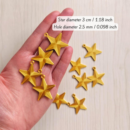 Mini Star Ornaments, Gold Star Charms for Keychains, Gift Wrapping, Christmas Crafts & Festive Decor, 3d print
