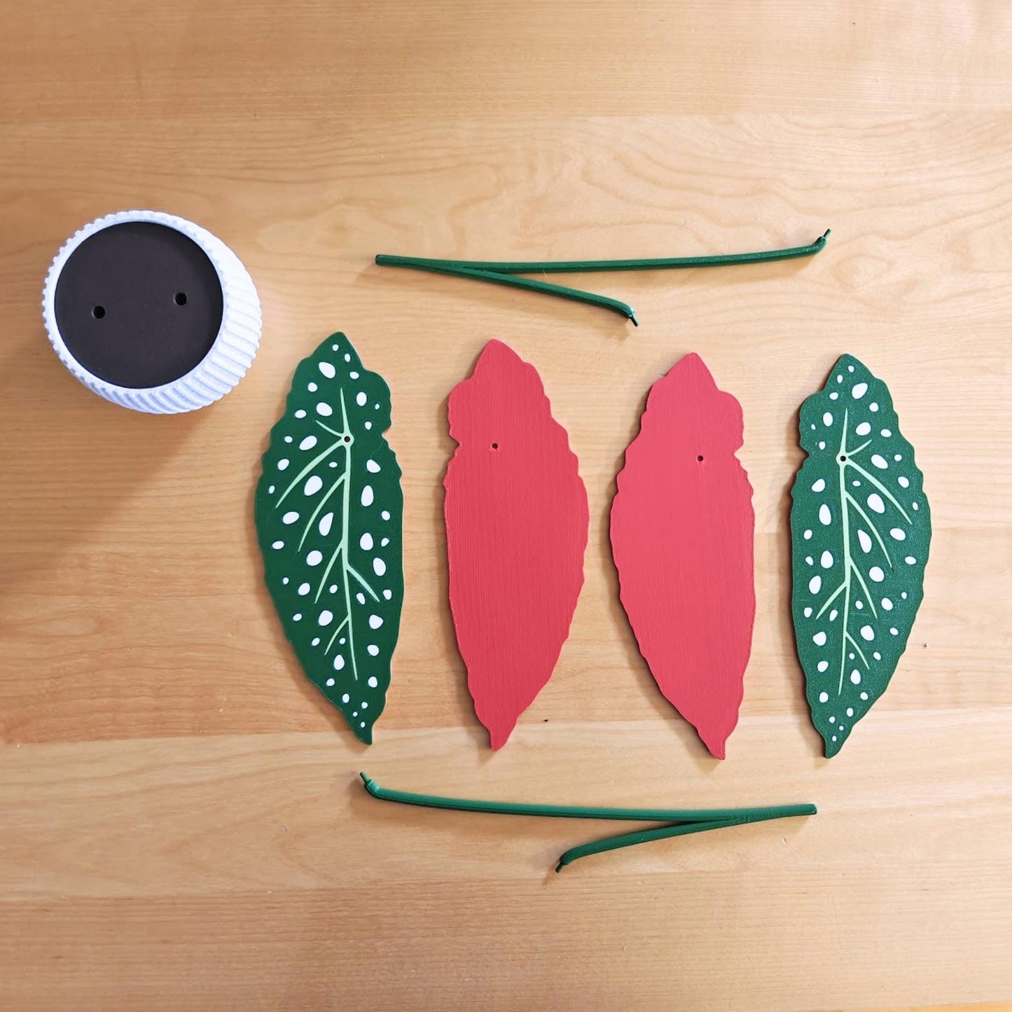 Begonia Maculata Plant Coaster Set, Leaf Coasters, 3D printed Coasters