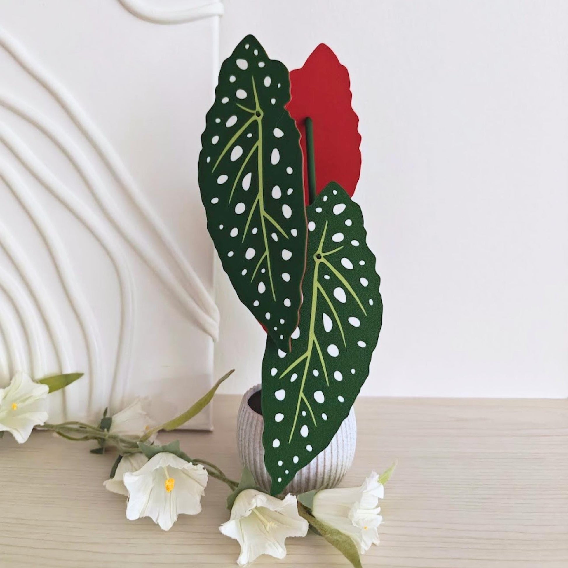 Begonia Maculata Plant Coaster Set, Leaf Coasters, 3D printed Coasters