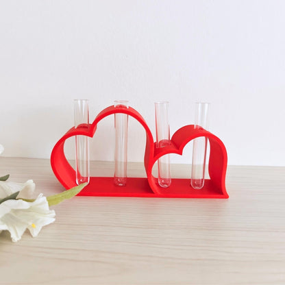 Heart-Shaped Test Tube Vase, Romantic Flower Holder, Valentine Decor, Modern Bud Vase, 3D printed
