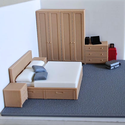 Miniature Bedroom Furniture 1/64 Scale, Diorama Accessories for Mini Displays, Model Scenes, Crafts, Hobby Projects, 3D print