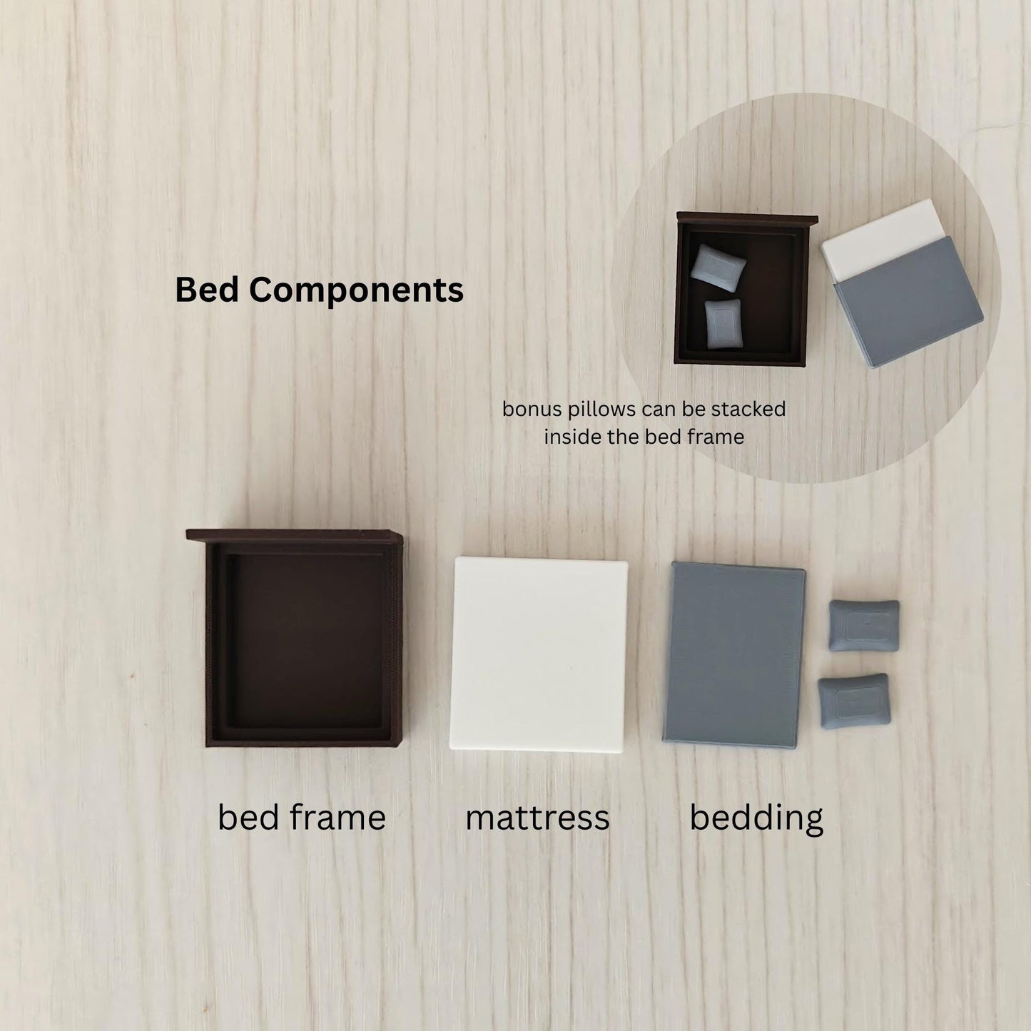 Miniature Bedroom Furniture 1/64 Scale, Diorama Accessories for Mini Displays, Model Scenes, Crafts, Hobby Projects, 3D print