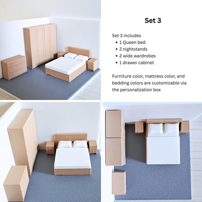 Miniature Bedroom Furniture 1/64 Scale, Diorama Accessories for Mini Displays, Model Scenes, Crafts, Hobby Projects, 3D print