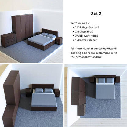 Miniature Bedroom Furniture 1/64 Scale, Diorama Accessories for Mini Displays, Model Scenes, Crafts, Hobby Projects, 3D print