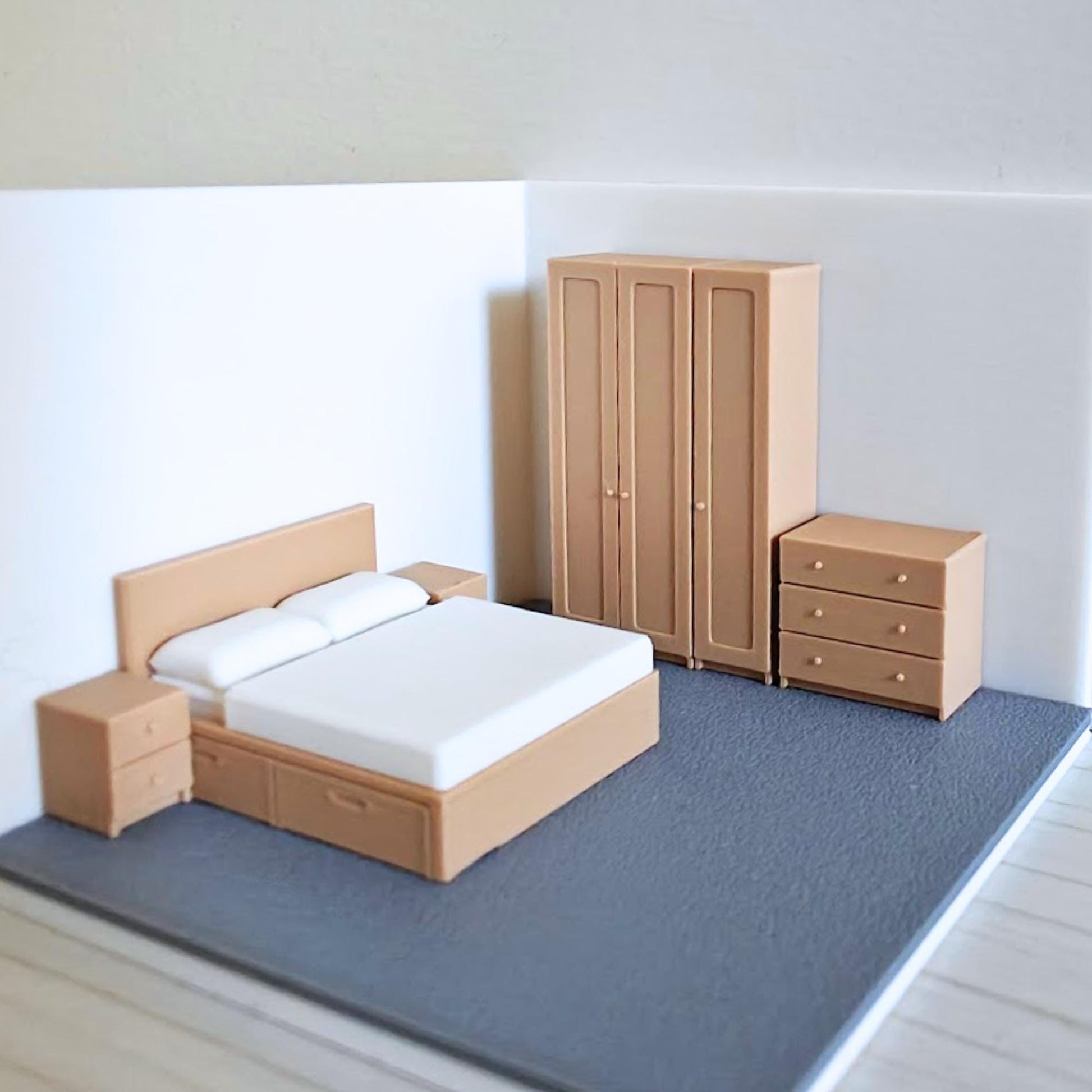 Miniature Bedroom Furniture 1/64 Scale, Diorama Accessories for Mini Displays, Model Scenes, Crafts, Hobby Projects, 3D print