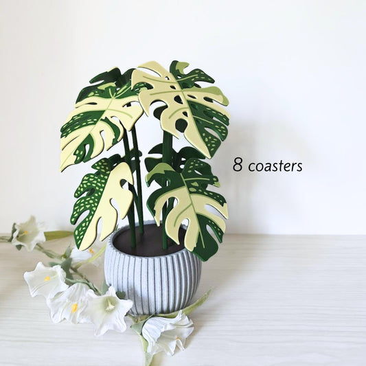 8 Coaster Monstera Thai Constellation, Eight MAGNETIC Leaves, Large Coaster Set, Gift for Plant Lovers, 3D printed Coaster Plant