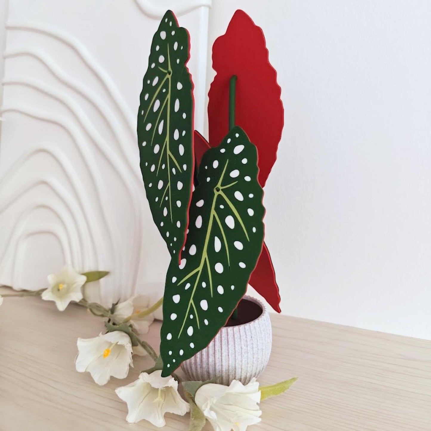 Begonia Maculata Plant Coaster Set, Leaf Coasters, 3D printed Coasters