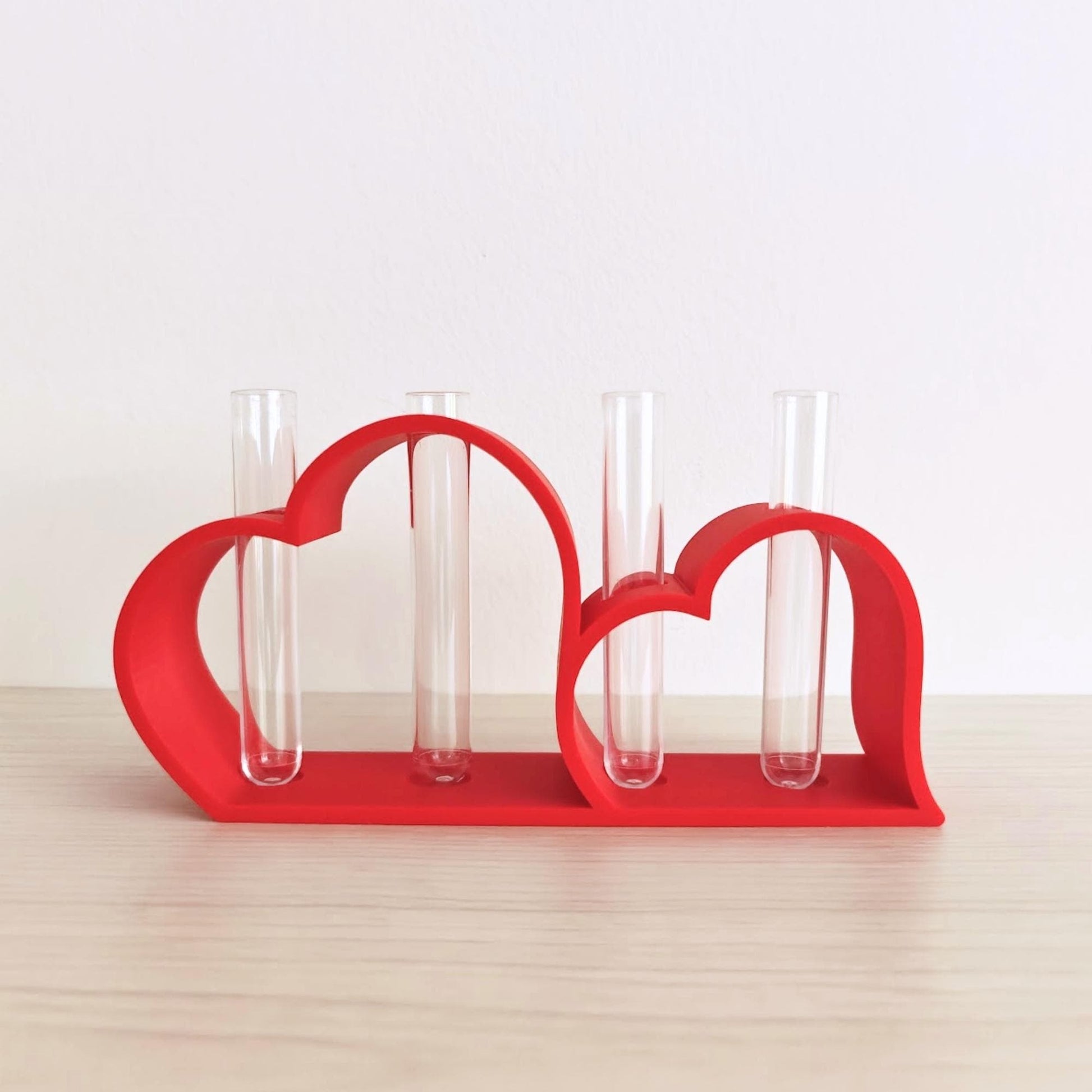 Heart-Shaped Test Tube Vase, Romantic Flower Holder, Valentine Decor, Modern Bud Vase, 3D printed