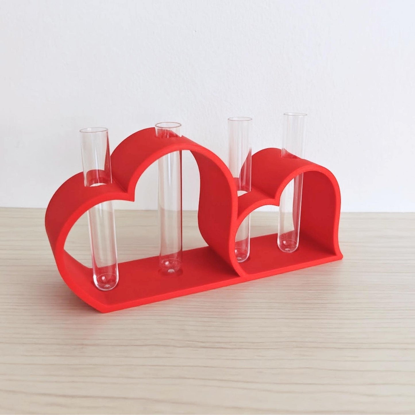 Heart-Shaped Test Tube Vase, Romantic Flower Holder, Valentine Decor, Modern Bud Vase, 3D printed