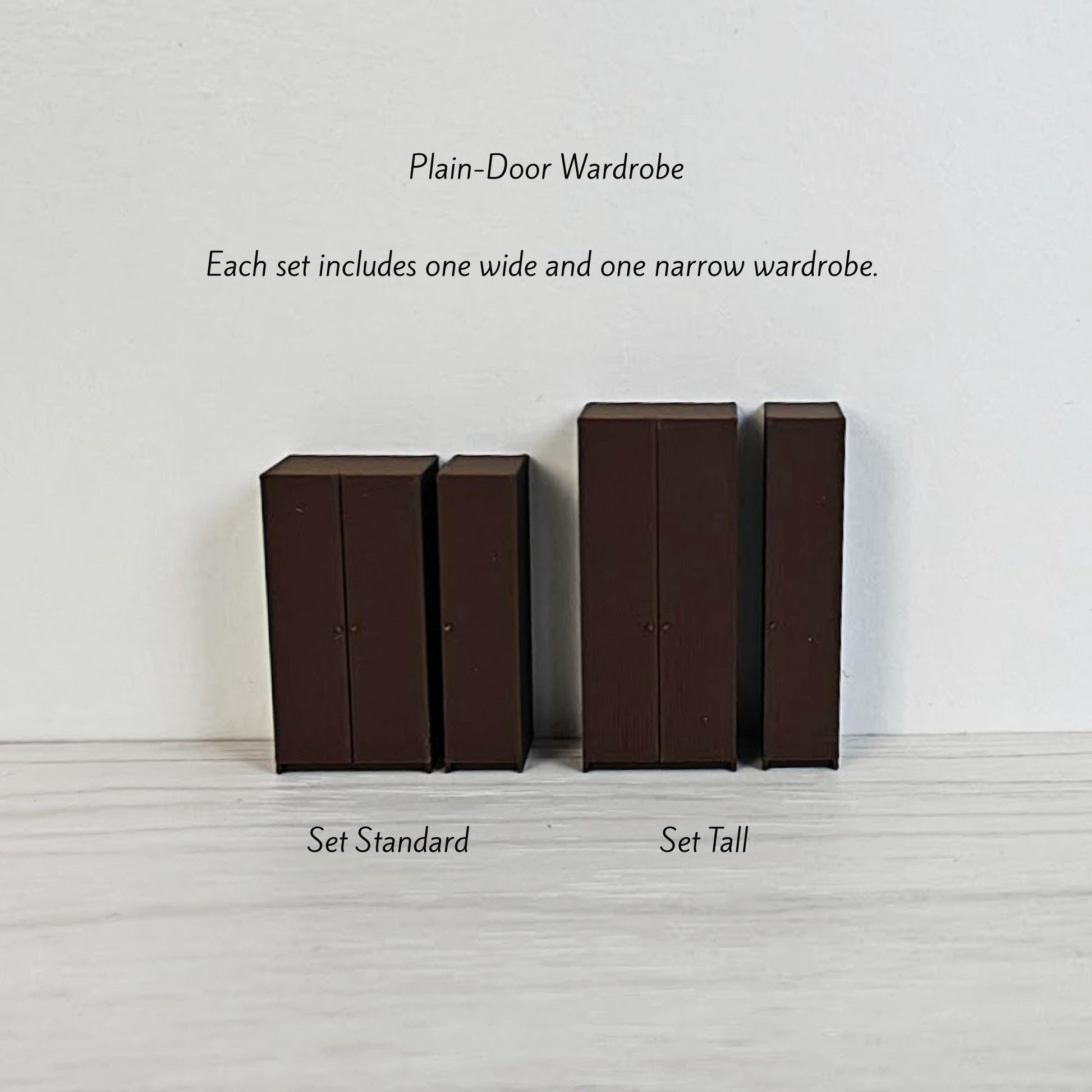 Miniature Wardrobe Closet in 1/64, 1/24, 1/18 Scale, 3D Printed Dollhouse Bedroom Furniture