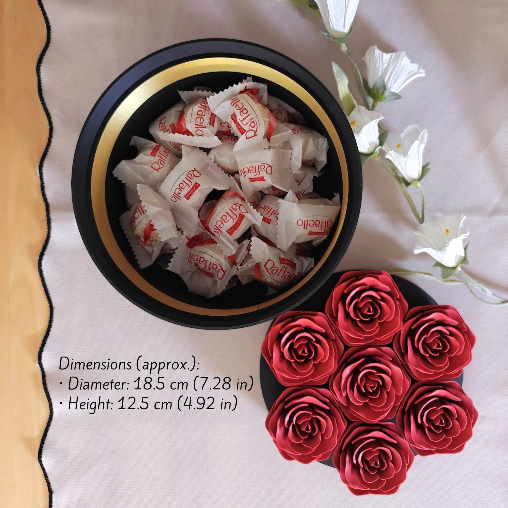 Timeless Rose Box, Forever in Bloom Decorative 3d Printed Gift Box with Hidden Storage, Faux Flowers