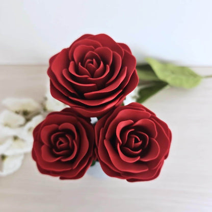 Everlasting Red Roses with Vase, Faux Floral Arrangement, Valentine’s Gift, 3d Printed Home Decor