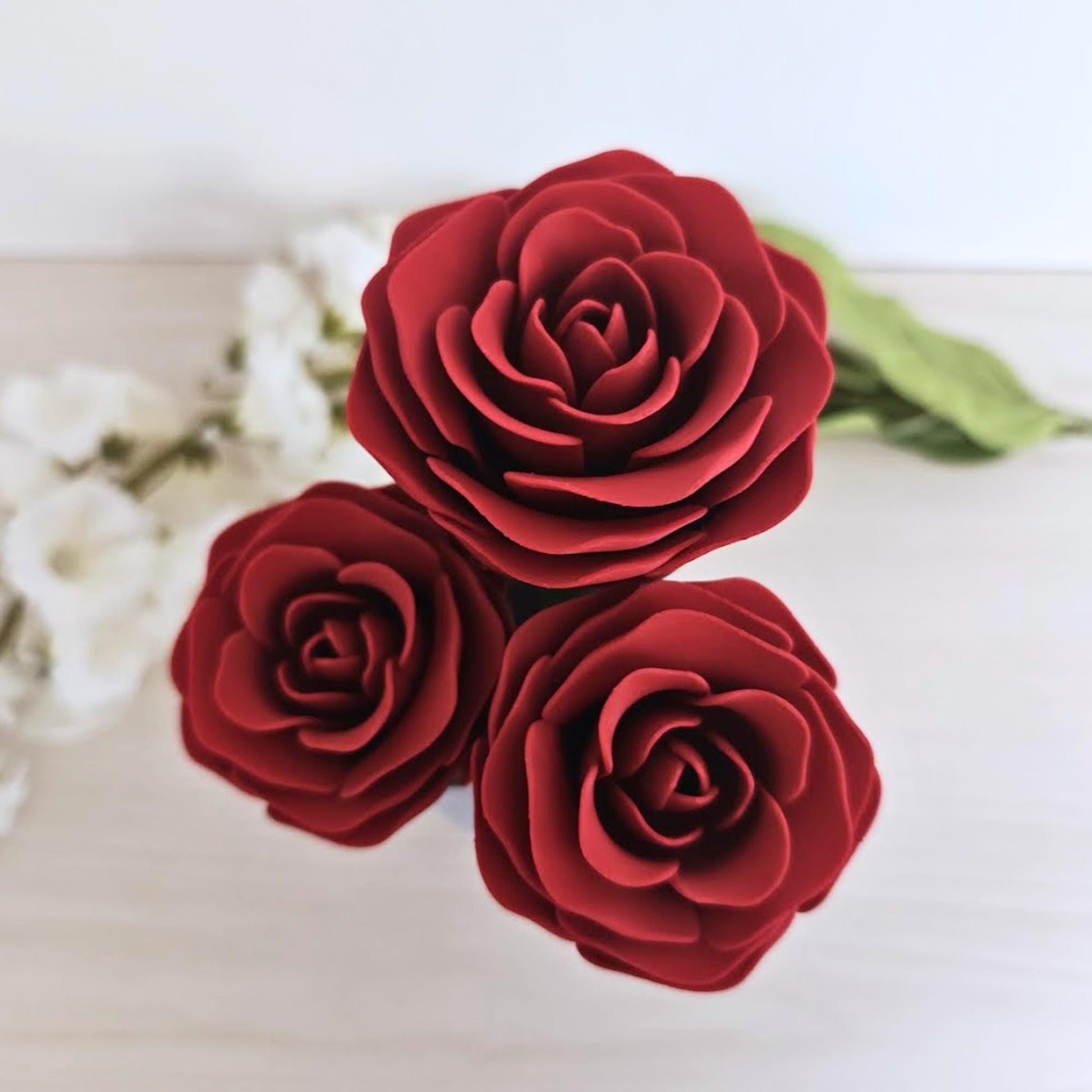 Everlasting Red Roses with Vase, Faux Floral Arrangement, Valentine’s Gift, 3d Printed Home Decor