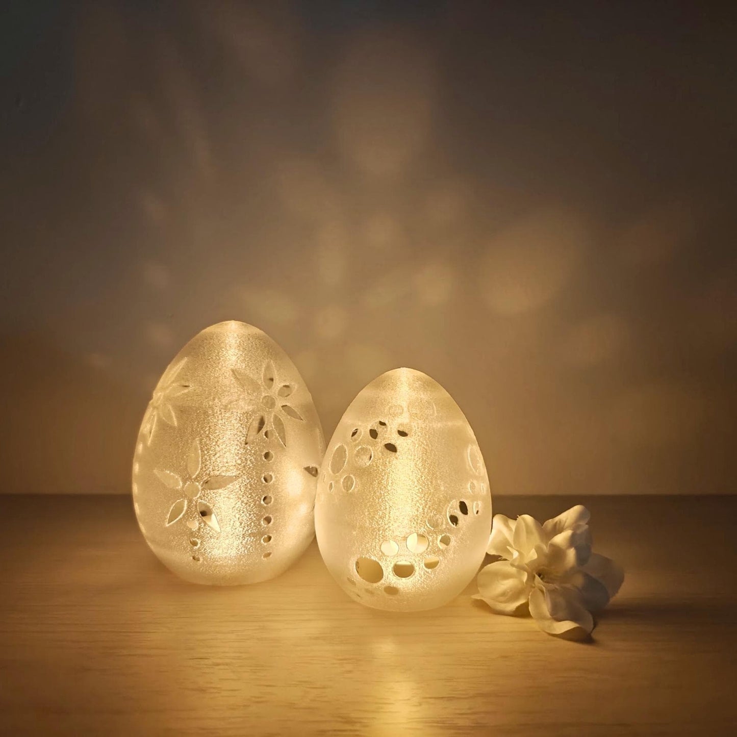 Glowing Easter Egg Decor, Translucent LED Tealight Holder, Spring Table Decoration, Housewarming Gift, 3d print