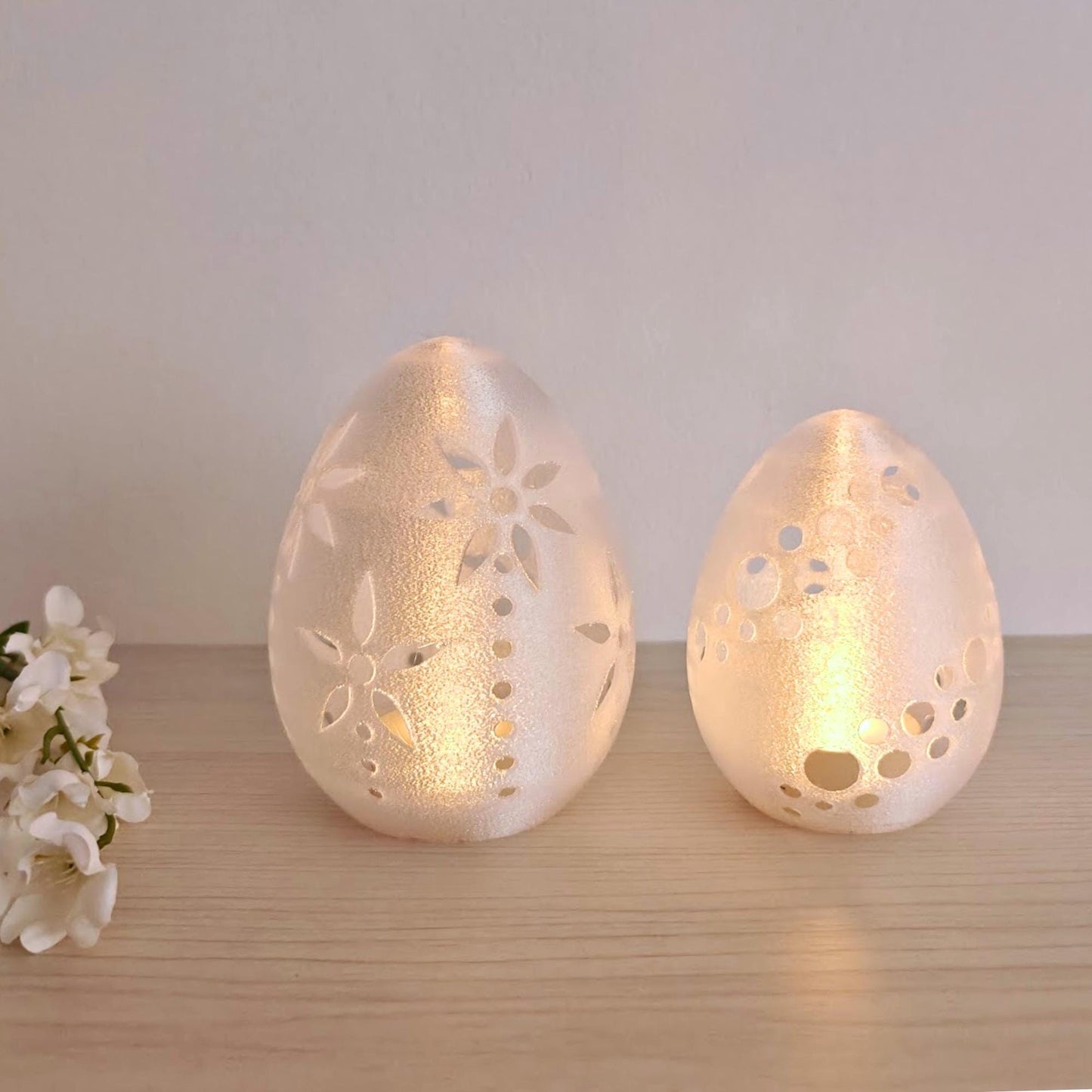 Glowing Easter Egg Decor, Translucent LED Tealight Holder, Spring Table Decoration, Housewarming Gift, 3d print