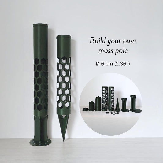 Modular Moss Pole Ø 6 cm (2.36"), Watering Reservoir or Cap, 3D Printed Extendable Plant Support System