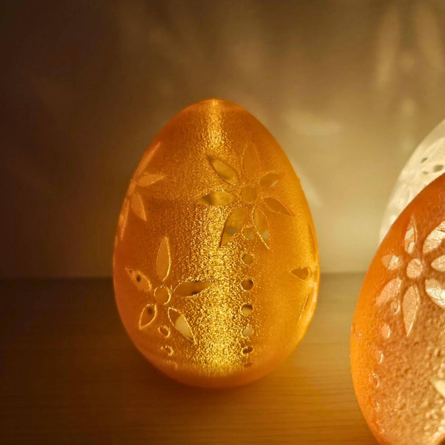 Glowing Easter Egg Decor, Translucent LED Tealight Holder, Spring Table Decoration, Housewarming Gift, 3d print