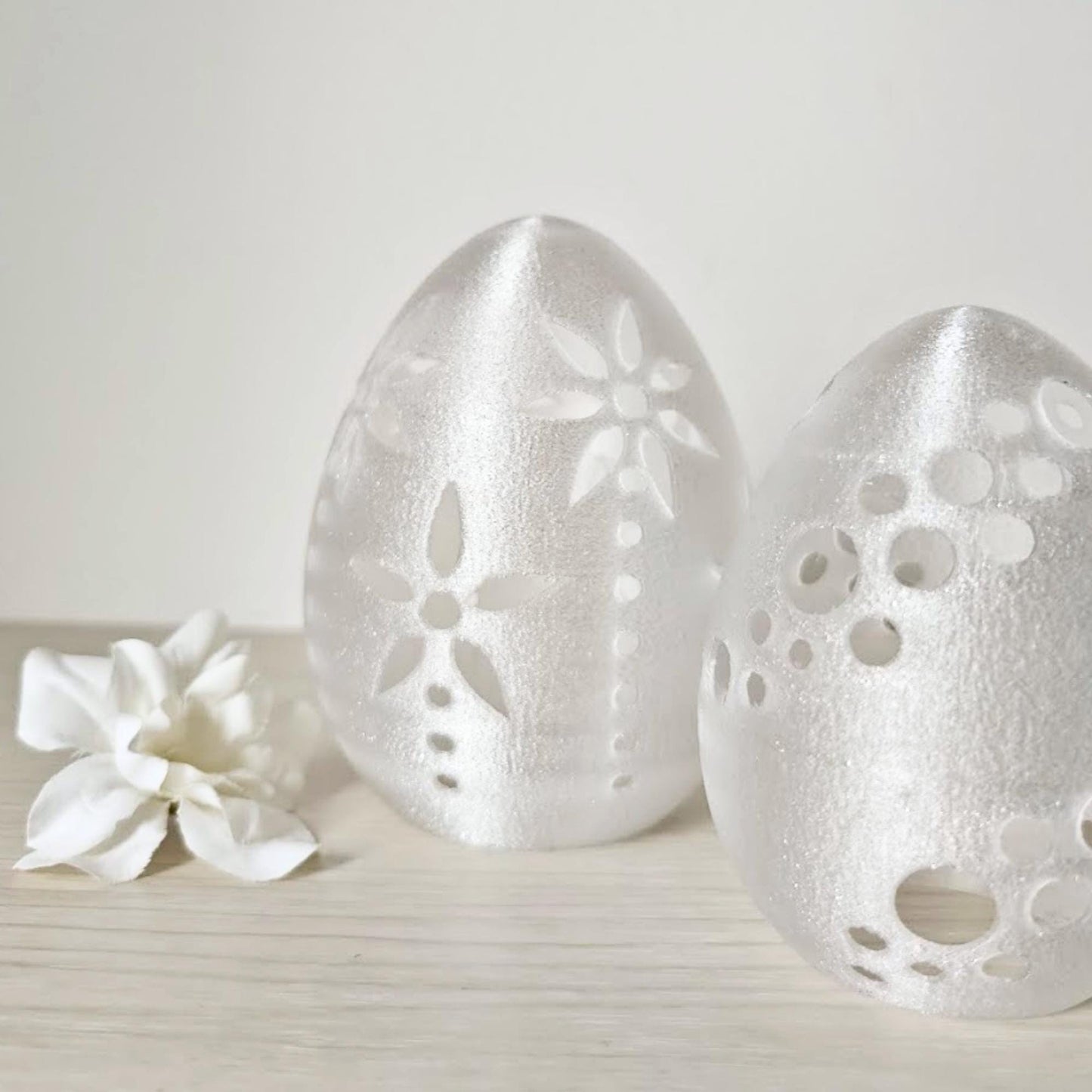 Glowing Easter Egg Decor, Translucent LED Tealight Holder, Spring Table Decoration, Housewarming Gift, 3d print