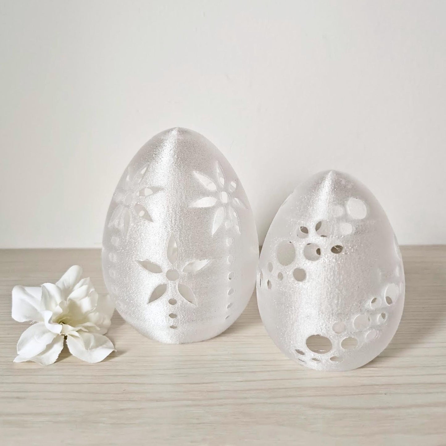 Glowing Easter Egg Decor, Translucent LED Tealight Holder, Spring Table Decoration, Housewarming Gift, 3d print