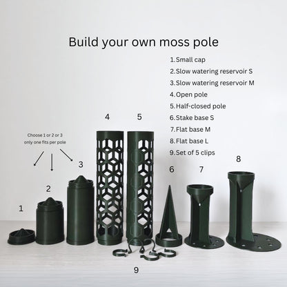 Modular Moss Pole Ø 6 cm (2.36"), Watering Reservoir or Cap, 3D Printed Extendable Plant Support System