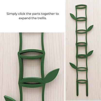 Close-up of the modular connection system showing how the extension pieces click together to expand the trellis vertically.