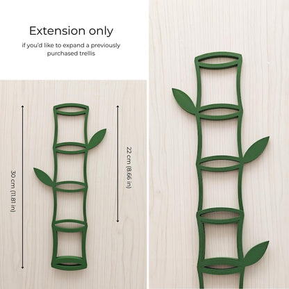 Extension-only trellis piece displayed separately with dimensions for expanding a previously purchased modular trellis.