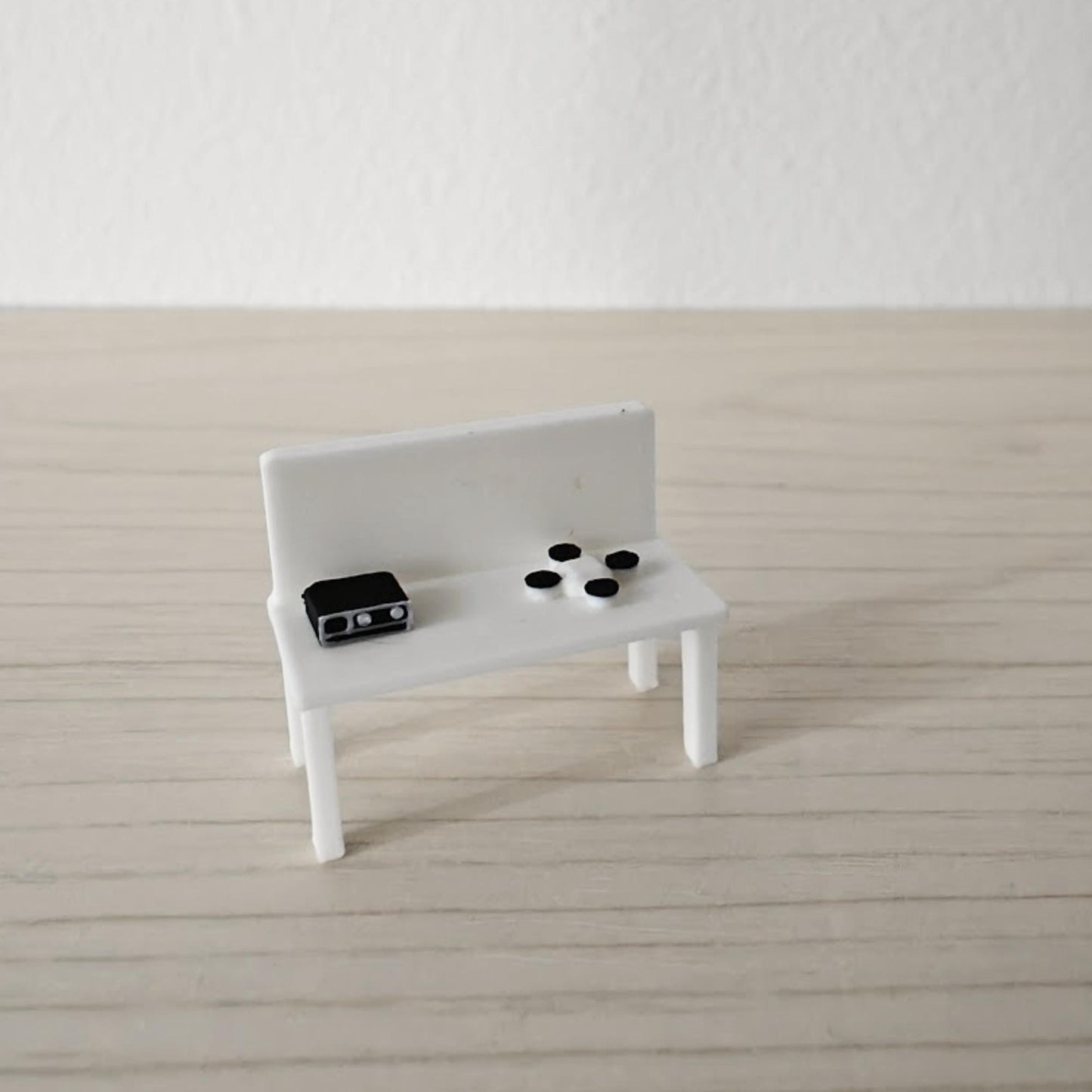 Mini firefighter command table set with radio and drone accessories displayed together in white color.