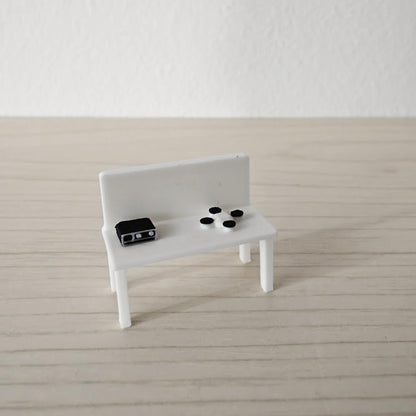Mini firefighter command table set with radio and drone accessories displayed together in white color.