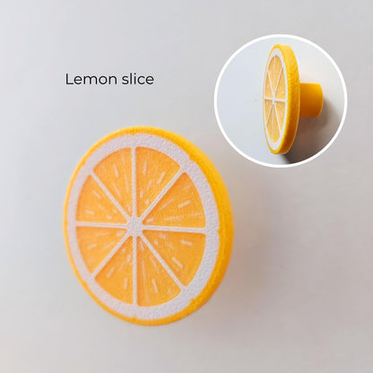 Lemon slice citrus knob with flat front design and side profile detail.