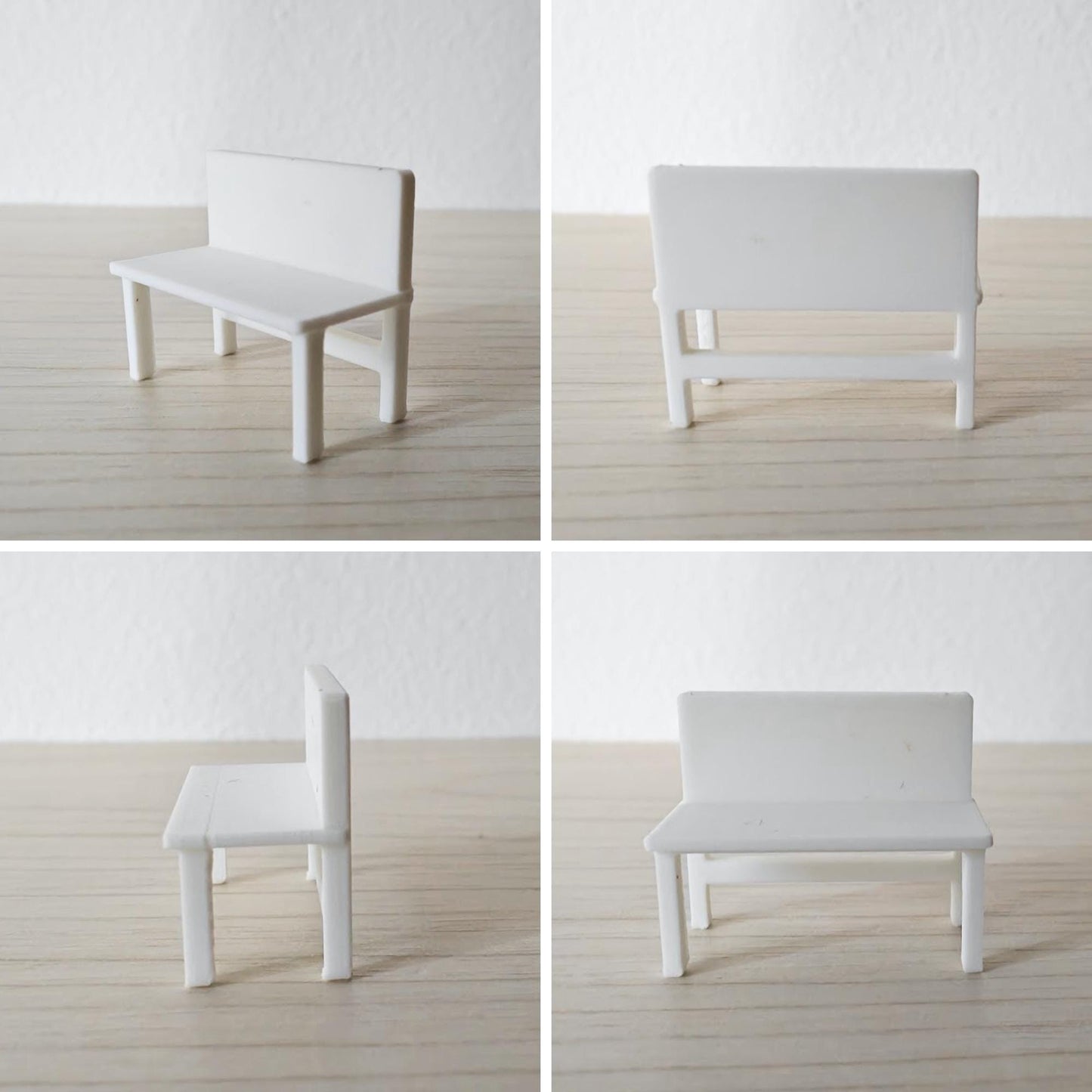Four-view collage showing the white firefighter command table from front, side, rear, and angled perspectives.