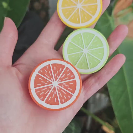 Citrus Drawer Knobs, Lemon Lime Orange Cabinet Pulls, 3D Printed Fruit Knobs, Kitchen or Nursery Decor