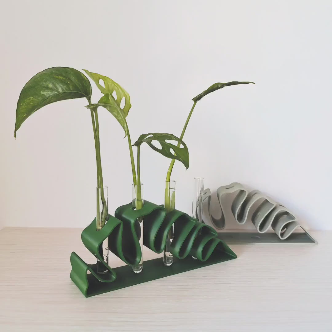 Monstera Leaf Propagation Stand, Hydroponic Test Tube Holder, Rooting Vase with Plastic Vials, Cuttings Grow Station, 3D printed organizer